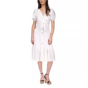 NWT MICHAEL KORS Textured Pinstripe Tie-Front Dress Sz S/P